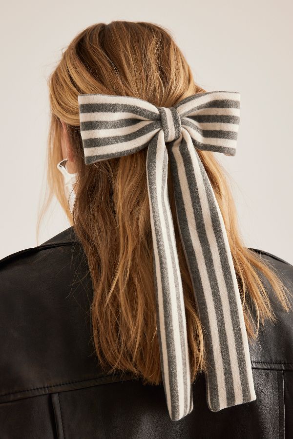 Slide View: 1: Stripe Knit Hair Bow