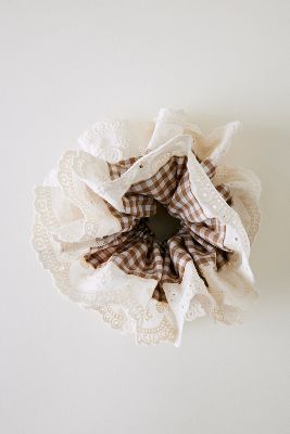 Broderie Gingham Hair Scrunchie