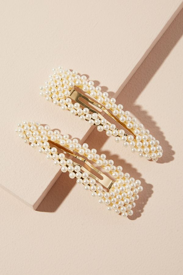 Set of Two Faux PearlEmbellished Hair Clips Anthropologie UK
