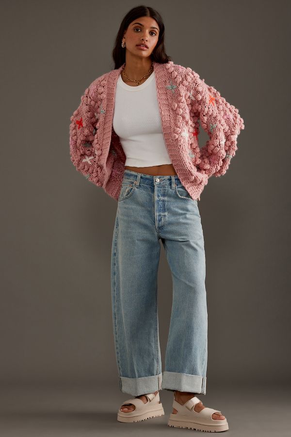 Slide View: 2: By Anthropologie Chunky-Knit Bubble-Sleeve Cardigan