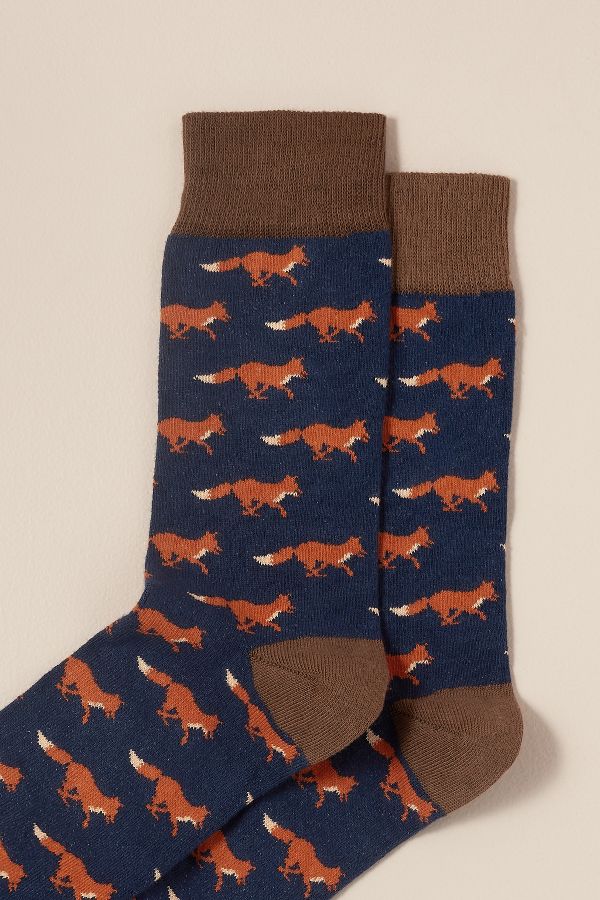 Catherine Tough Fox-Print Socks | Anthropologie UK