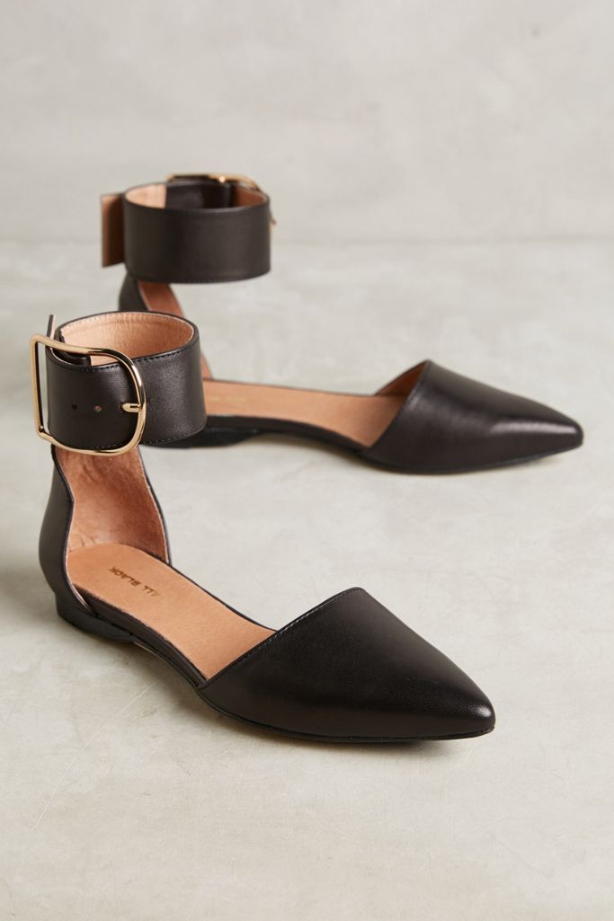 black leather d orsay flats