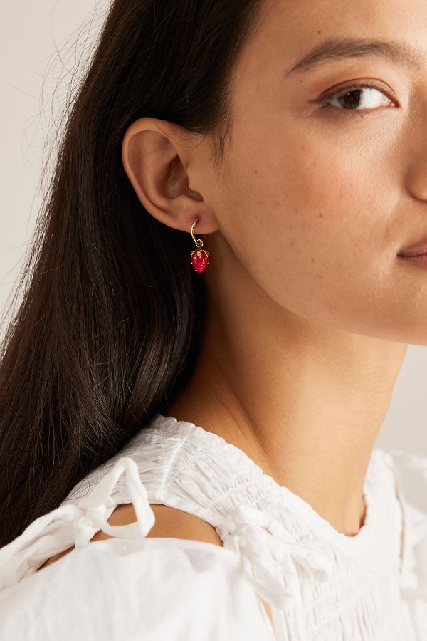 Slide View: 1: Strawberry Huggie Hoop Earrings