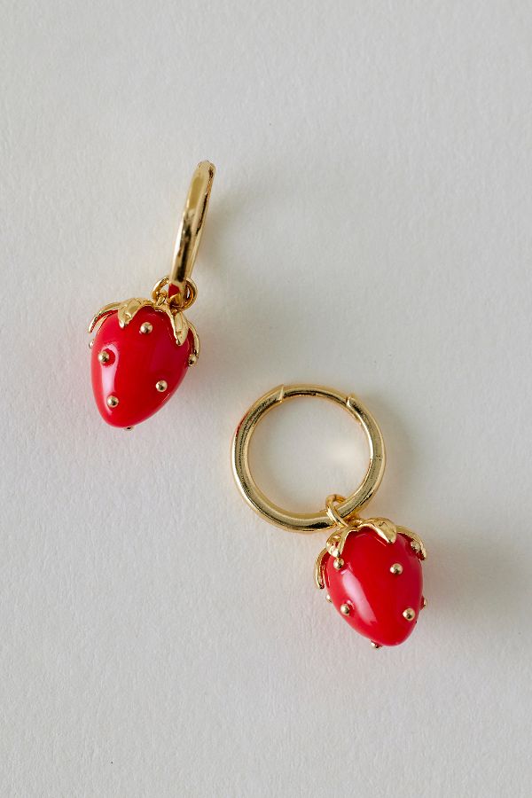 Slide View: 3: Strawberry Huggie Hoop Earrings