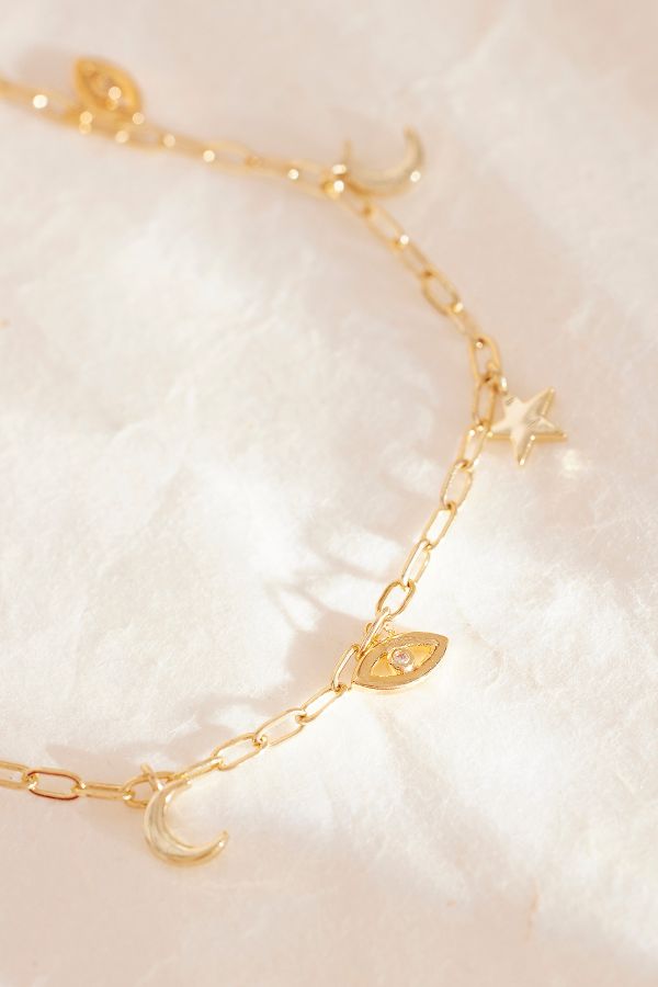 Vista de diapositivas: 2: Gold-Plated Celestial Charm Bracelet