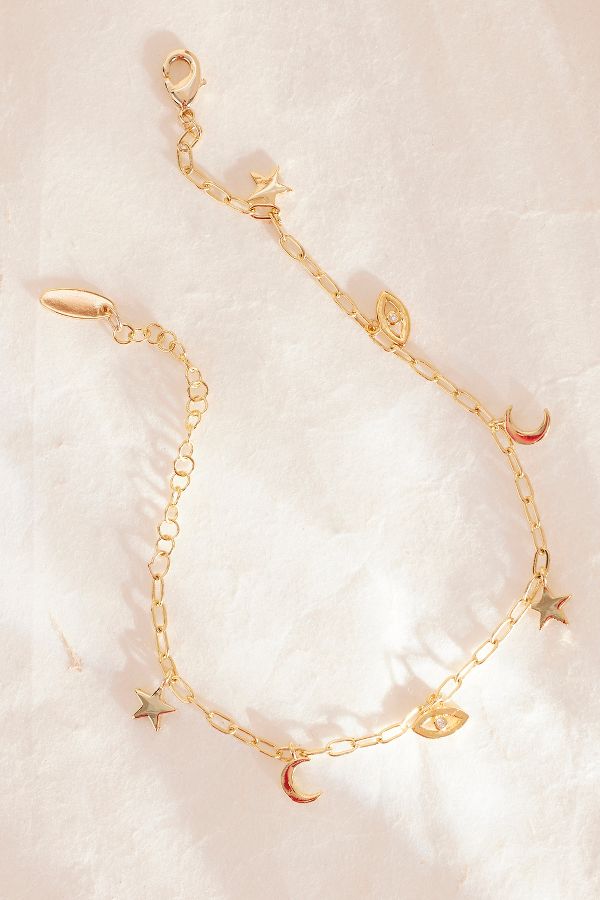 Vista de diapositivas: 1: Gold-Plated Celestial Charm Bracelet