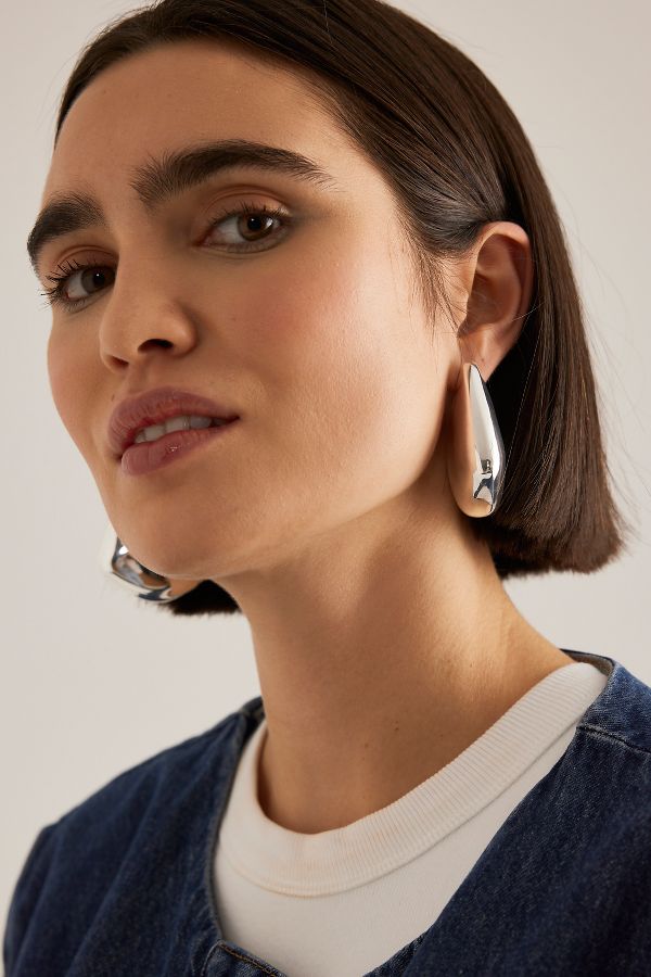 Slide View: 1: Gold-Plated Oversized Chunky Triangle Earrings