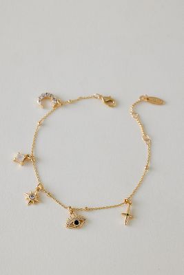 Gold-Plated Sparkly Celestial Charm Bracelet