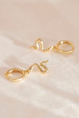 Aretes Huggie de Aro con Serpiente Bañados en Oro