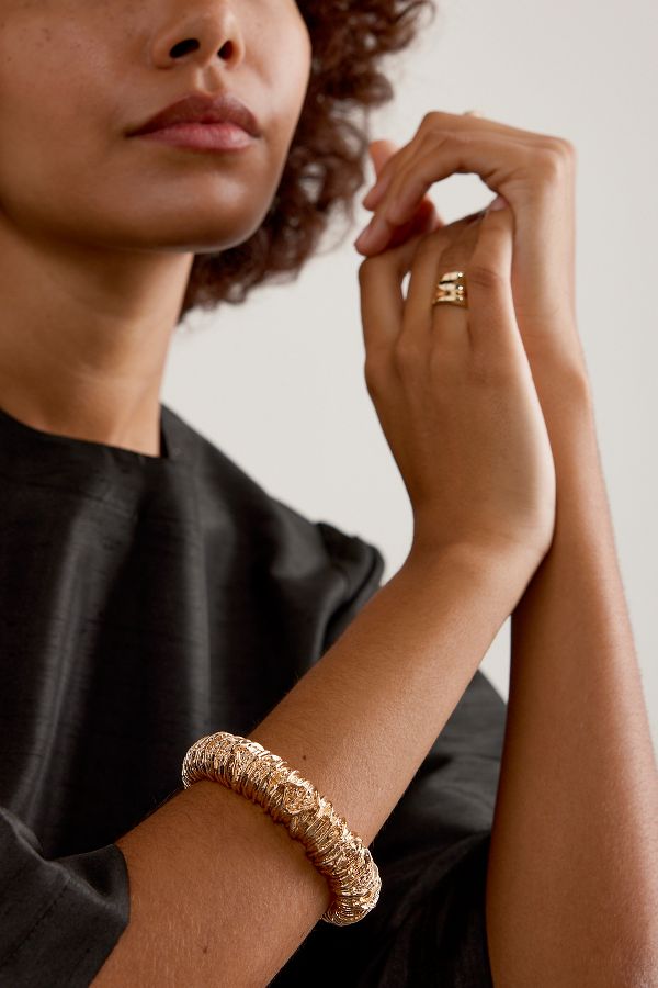 Slide View: 3: Textured Thick Cuff Bracelet