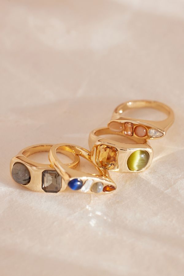 Slide View: 4: Gold-Plated Stone Ring