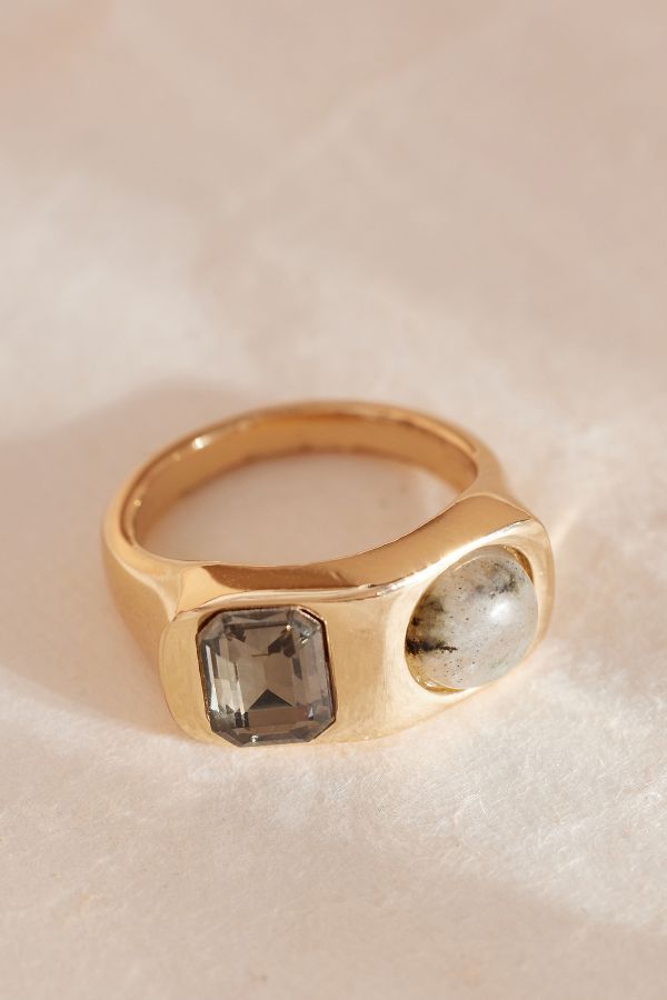 Slide View: 2: Gold-Plated Stone Ring