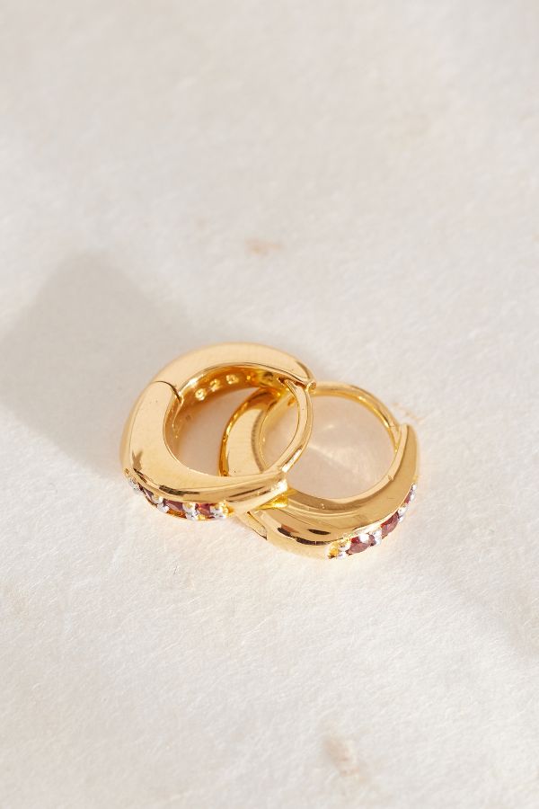 Slide View: 2: Rachel Jackson Gold-Plated Birthstone Huggie Hoop Earrings