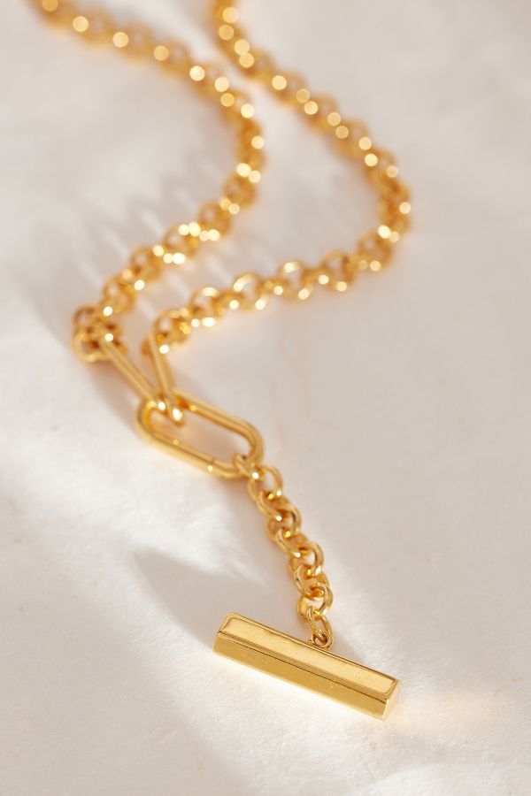 Slide View: 2: Rachel Jackson Gold-Plated Statement Hardware T-Bar Necklace