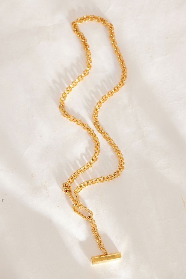 Slide View: 1: Rachel Jackson Gold-Plated Statement Hardware T-Bar Necklace