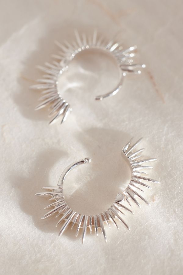 Slide View: 3: Boucles d'oreilles créoles Electric Goddess en argent sterling Rachel Jackson