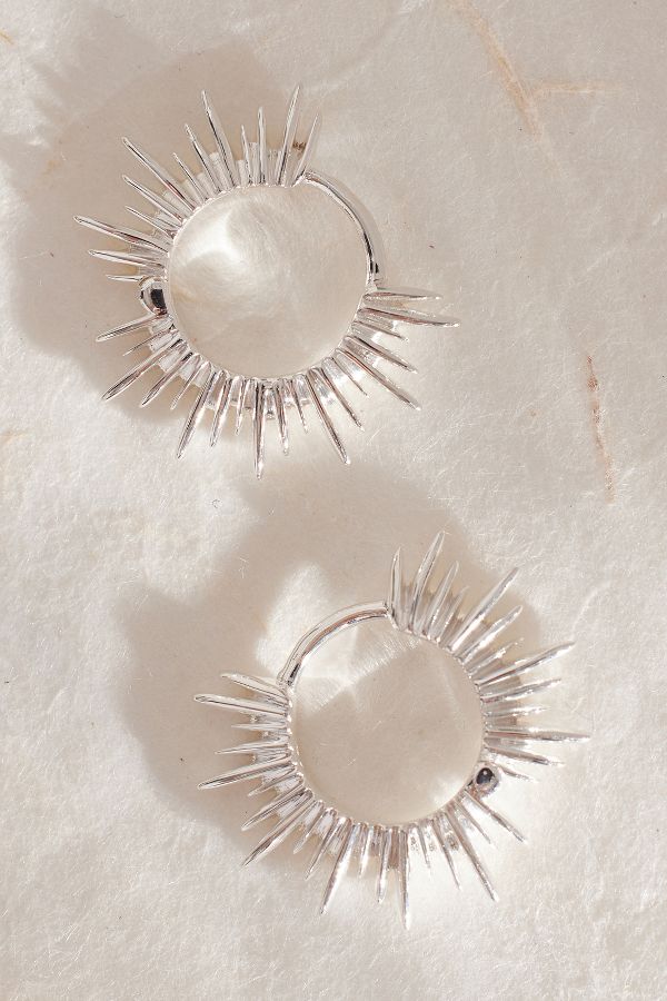 Slide View: 1: Boucles d'oreilles créoles Electric Goddess en argent sterling Rachel Jackson