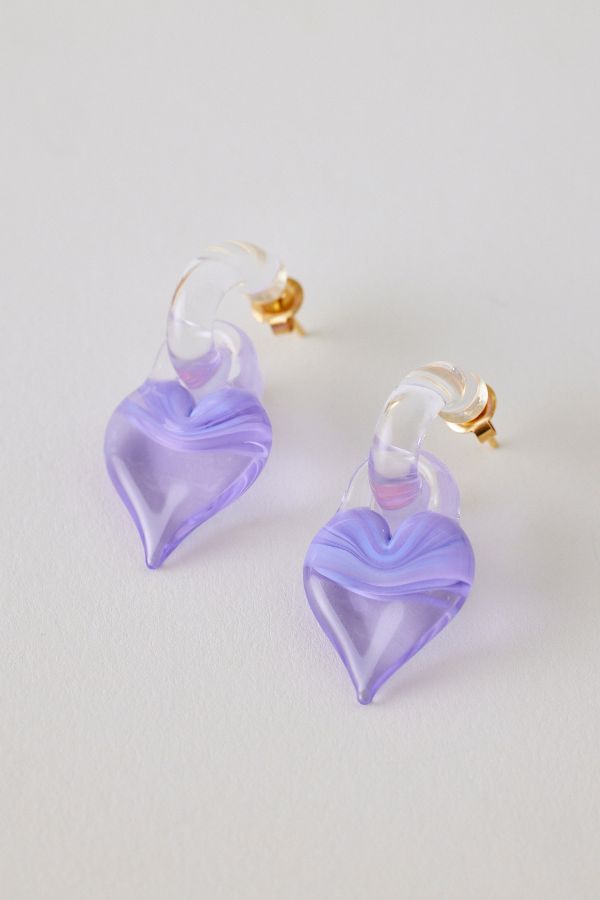 Slide View: 1: Boucles d'oreilles créoles Levens Jewels avec mini charm cœur