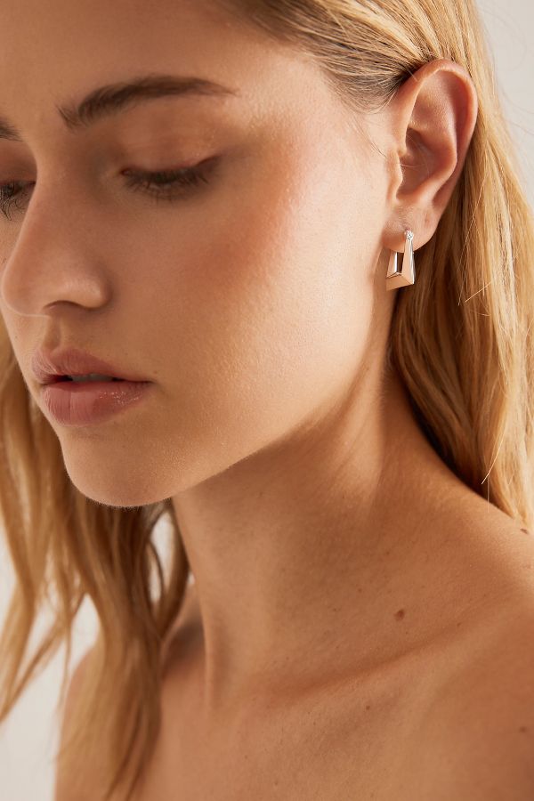 Slide View: 1: Small Angular Hoop Earrings