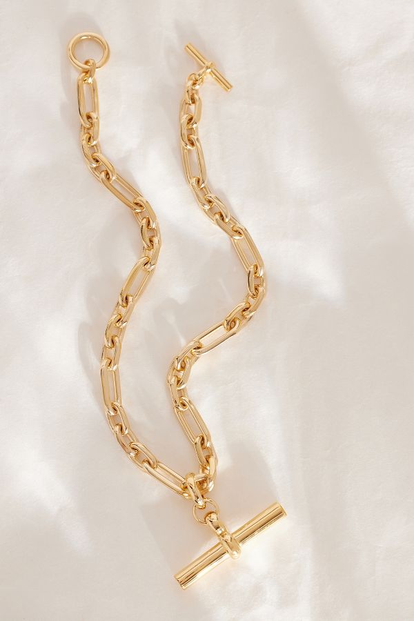 Slide View: 2: Tilly Sveaas Gold-Plated Giant T-Bar Chain Necklace