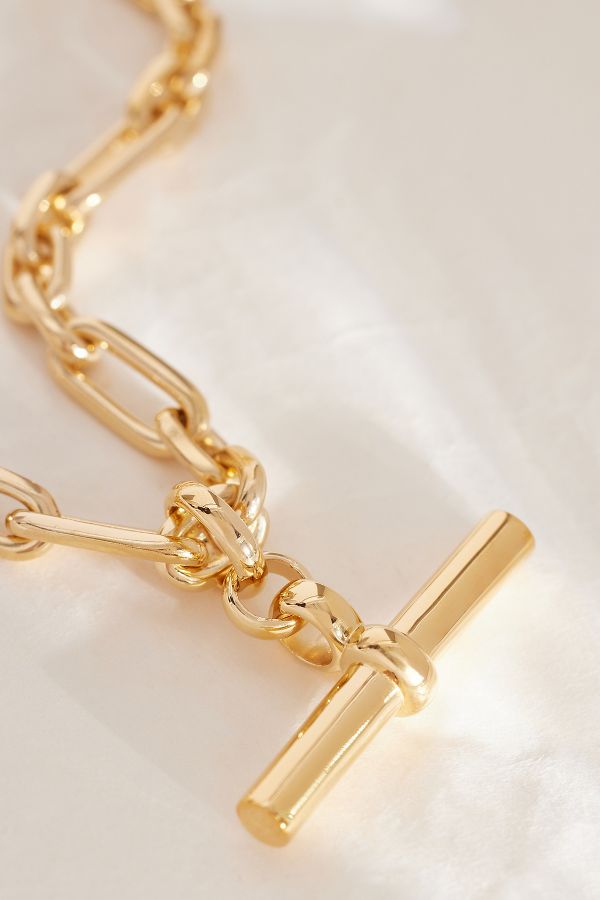 Slide View: 3: Tilly Sveaas Gold-Plated Giant T-Bar Chain Necklace