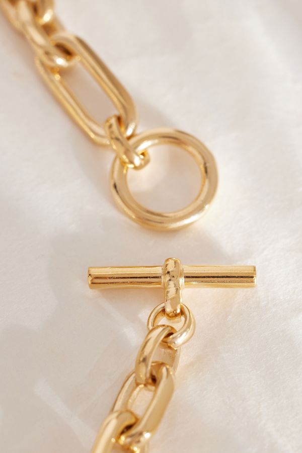 Slide View: 4: Tilly Sveaas Gold-Plated Giant T-Bar Chain Necklace