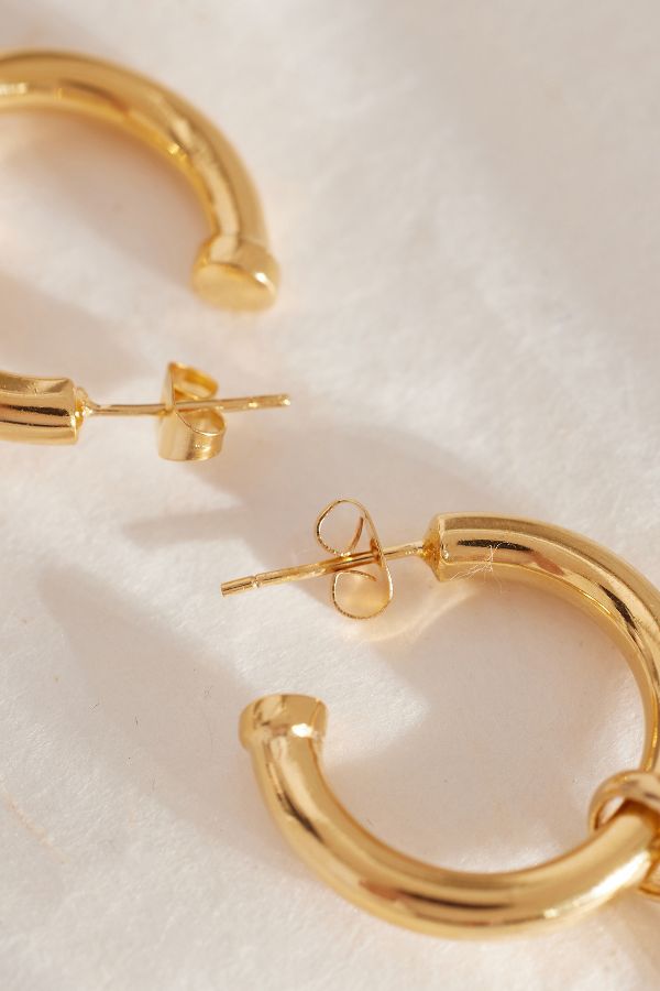 Slide View: 5: Tilly Sveaas Gold-Plated Large T-Bar Hoop Earrings