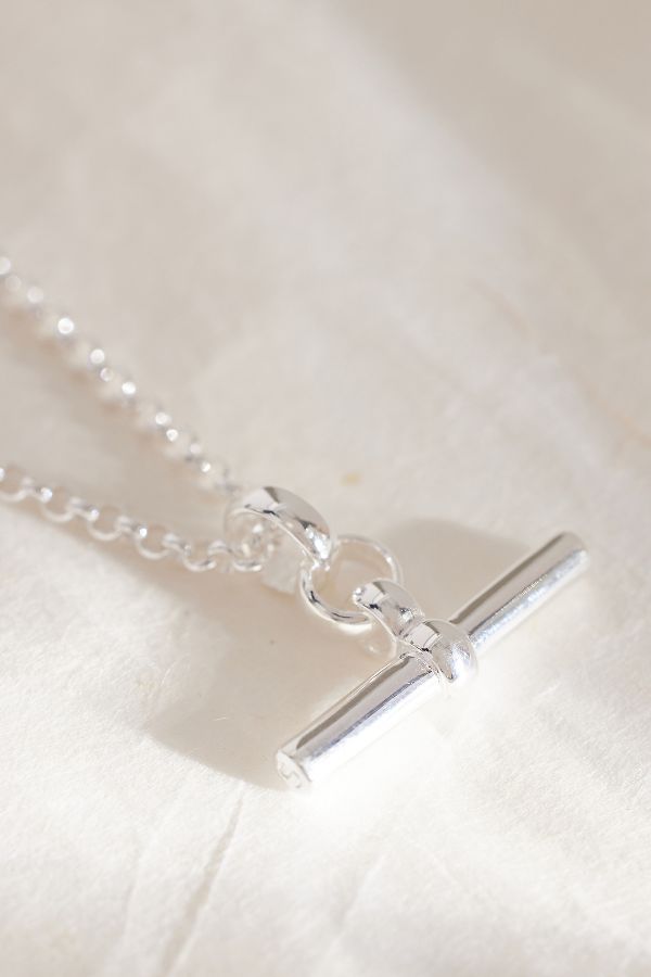 Slide View: 3: Tilly Sveaas Sterling Silver Small T-Bar Chain Necklace