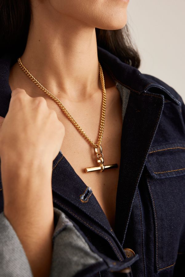 Slide View: 3: Tilly Sveaas Giant Gold-Plated T-Bar on T-Bar Necklace