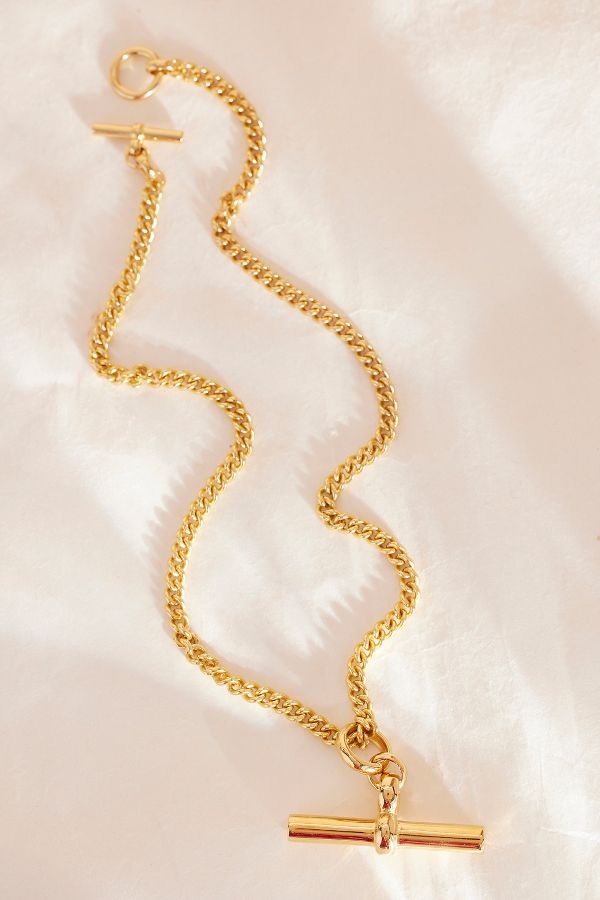 Slide View: 1: Tilly Sveaas Giant Gold-Plated T-Bar on T-Bar Necklace