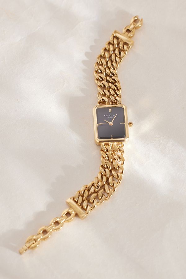 Slide View: 2: Rosefield Octagon Gold-Plated Double-Chain Wrist Watch