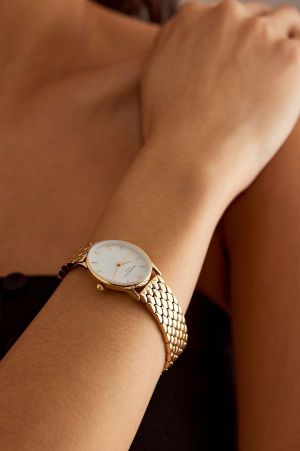 Vista de diapositivas: 2: Reloj de pulsera Rosefield Oval Woven Link Chapado en Oro