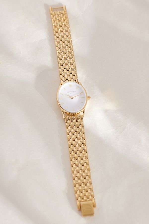 Vista de diapositivas: 1: Reloj de pulsera Rosefield Oval Woven Link Chapado en Oro