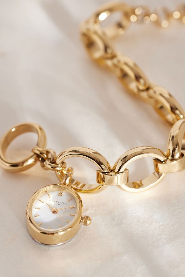 Vista de diapositivas: 3: Rosefield Oval Charm Pulsera de cadena chapada en oro Reloj de pulsera