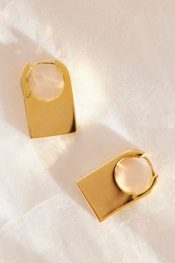 Slide View: 5: PDPAOLA Gold-Plated Chicago Hoop Earrings