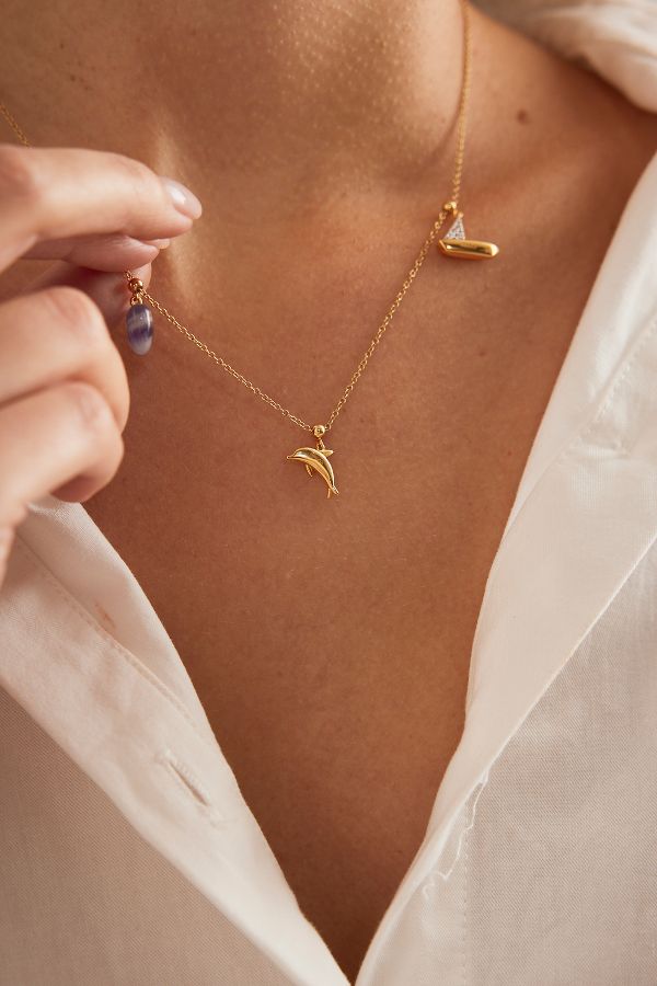 Slide View: 1: PDPAOLA Gold-Plated Dolphin Charm