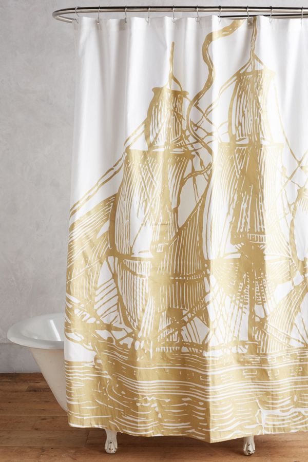 Golden Ship Shower Curtain Anthropologie