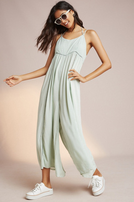 anthropologie green jumpsuit