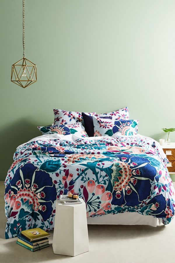 Liberty For Anthropologie Embroidered Feather Bloom Duvet