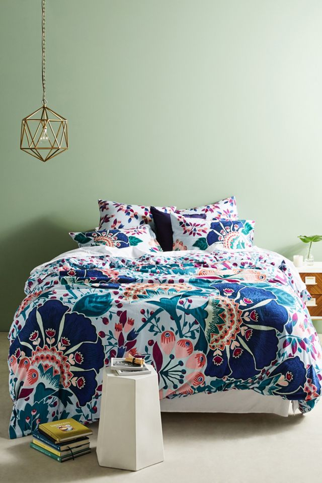 Liberty for Anthropologie Embroidered Feather Bloom Duvet Anthropologie