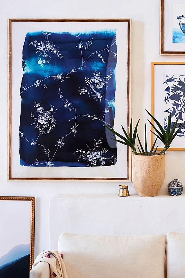Slide View: 5: Blue And White Floral Wall Art