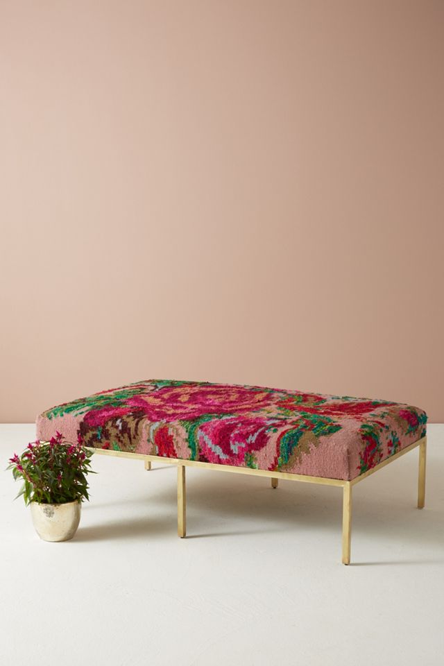 Floral Silk Carpet Ottoman