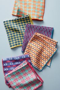 Slide View: 2: Woven Geo Jacquard Dishcloths, Set of 6