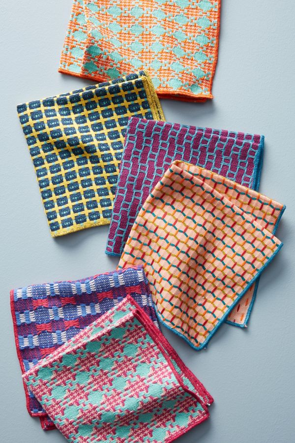 Slide View: 2: Woven Geo Jacquard Dishcloths, Set of 6