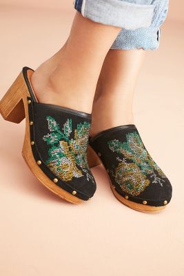 embroidered clogs