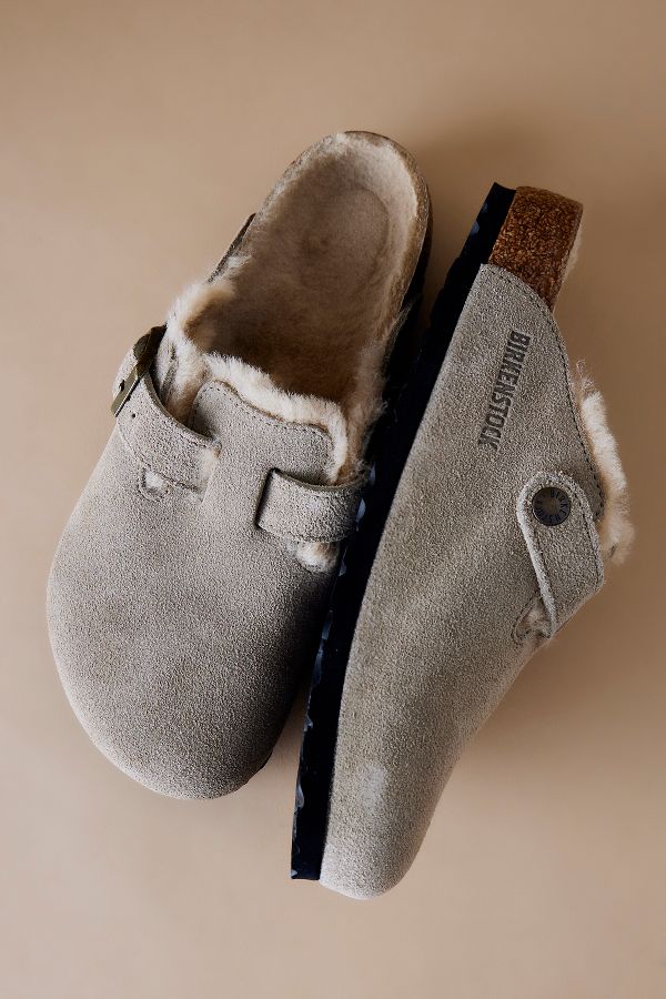 Slide View: 4: Birkenstock Boston Shearling Suede Clogs