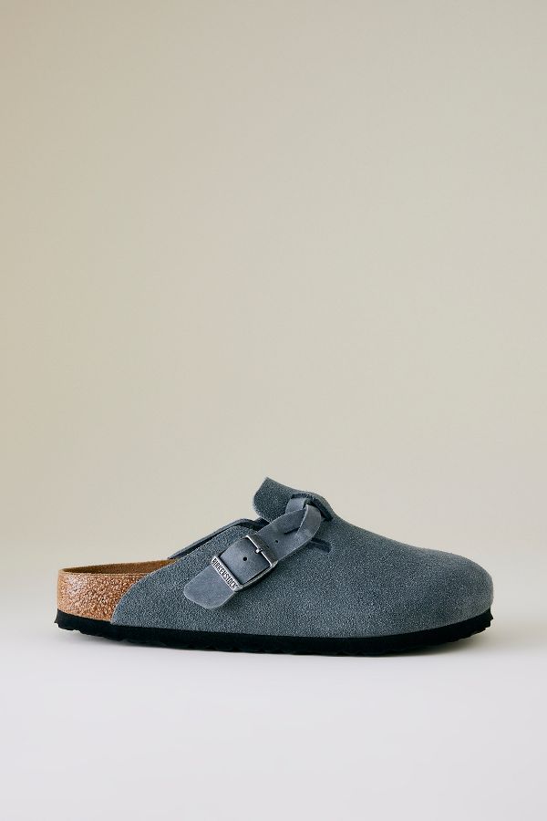 Slide View: 1: Sabots Boston en Daim Tressé Birkenstock