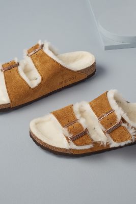 birkenstock shearling lined sandals