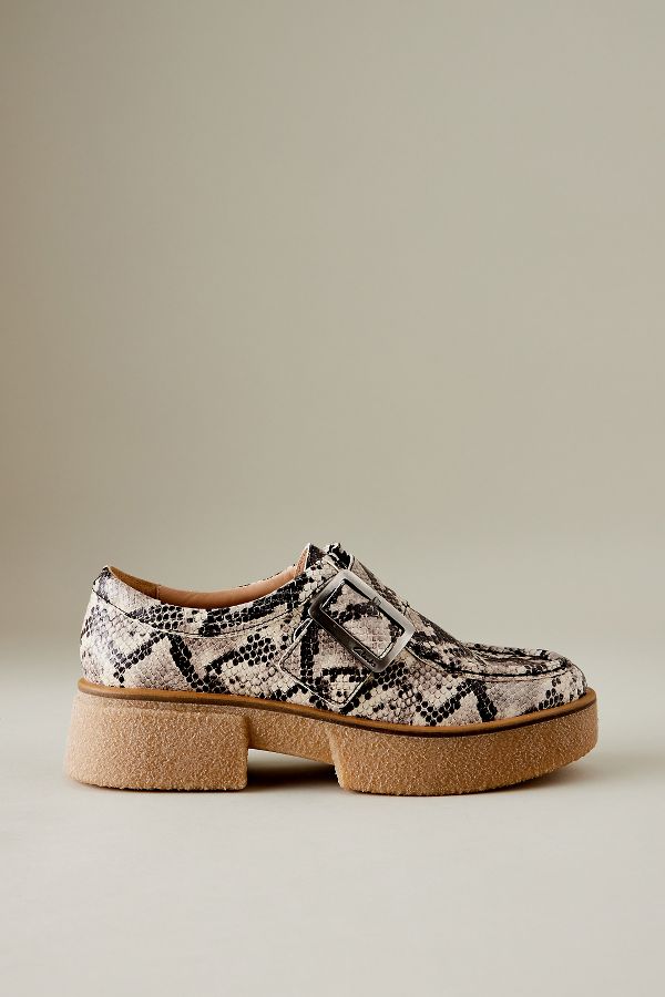 Slide View: 1: Chaussures Clarks Linoso Monk Gris Effet-Serpent Cuir