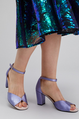 lilac metallic heels